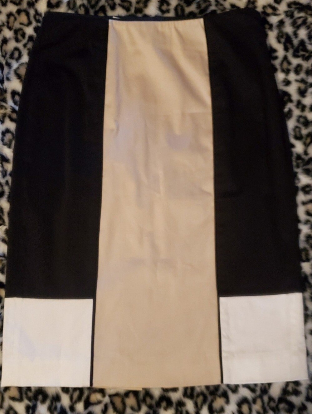 White House Black Market Black and Beige Colorblock Pencil Skirt - Women